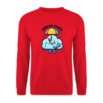 Regenkraft Wolkenlied mit Mikro - Unisex Pullover - Rot - Vorne - Alina (178cm) & Michal (187cm)