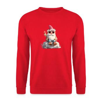 Sommergnom mit Blumenkranz - Unisex Pullover - Rot - Vorne - Alina (178cm) & Michal (187cm)