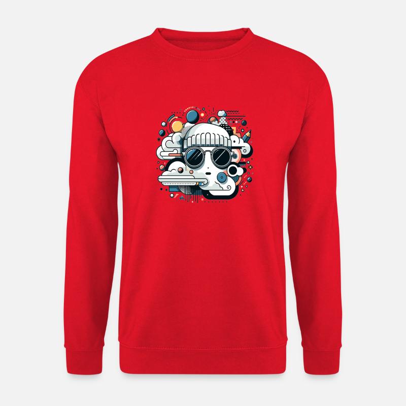 Wolken ikon mit Sonnenbrille - Unisex Pullover - Rot