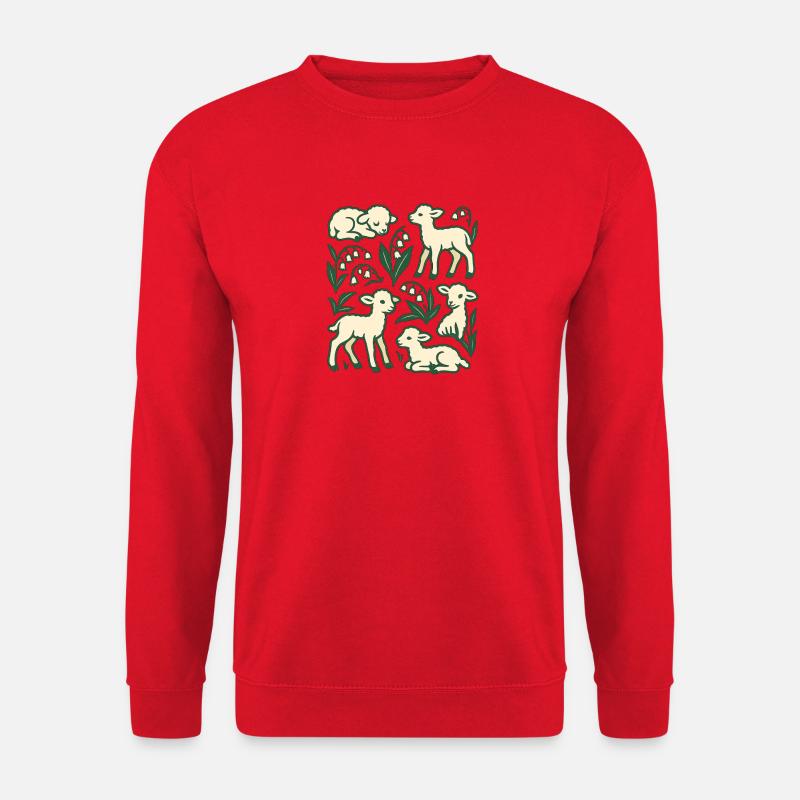 Weide-Lullaby-Lämmer - Unisex Pullover - Rot