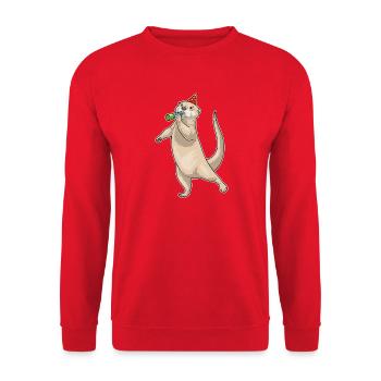 Otter Geburtstag Tröte - Unisex Pullover - Rot - Vorne - Alina (178cm) & Michal (187cm)