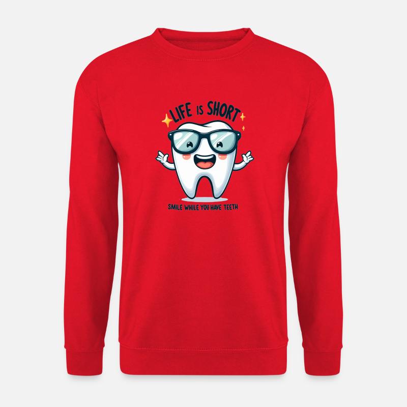 Lächelnder Zahn mit Sonnenbrille - Unisex Pullover - Rot