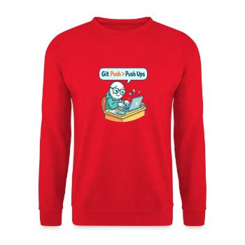 Git Push > Push Ups - Unisex Sweatshirt - red - Front - Alina (178cm) & Michal (187cm)