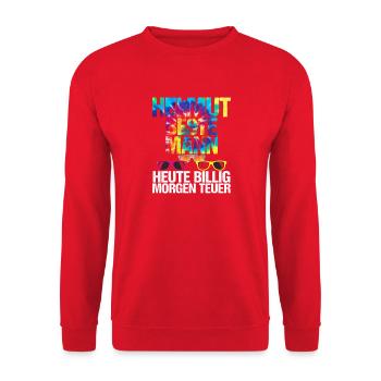 Bon marché aujourd’hui Cher demain - Sweat-shirt Unisexe - rouge - Devant - Alina (178cm) & Michal (187cm)