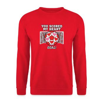 You Scored My Heart Goal Soccer Player Valentine - Unisex Sweatshirt - red - Front - Alina (178cm) & Michal (187cm)