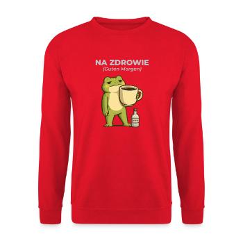 Frog Na zdrowie Coffee & Vodka Humor - Unisex Sweatshirt - red - Front - Alina (178cm) & Michal (187cm)
