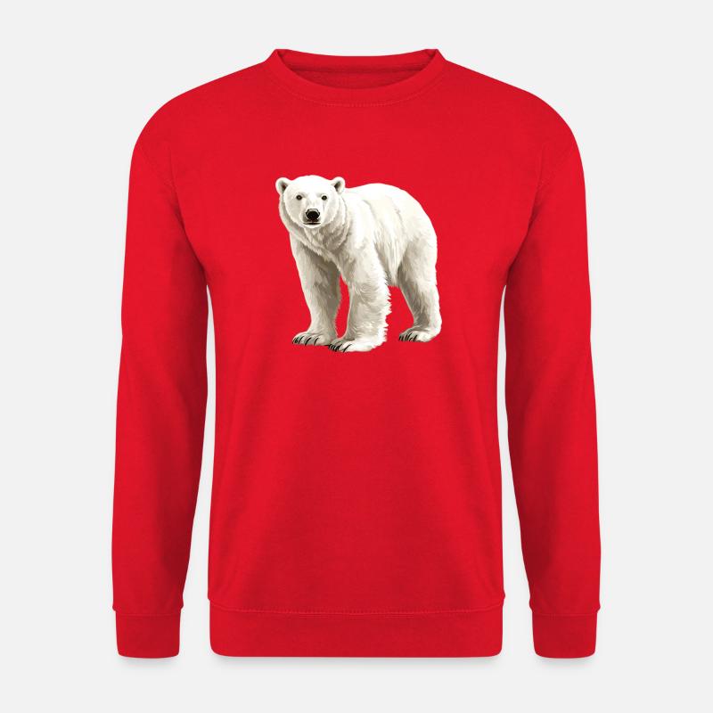 Arctic Polar Bear Illustration - Unisex Sweatshirt - red