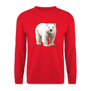 Weißer Polarbär Illustration - Unisex Pullover - Rot - Vorne - Alina (178cm) & Michal (187cm)