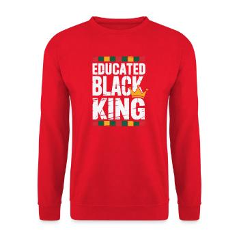 Educated Black King | Afro Pride Quote | Black  - Unisex Sweatshirt - red - Front - Alina (178cm) & Michal (187cm)