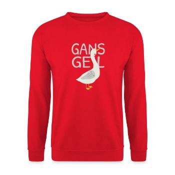 Gans geil – Lustiges Gans Wortspiel - Unisex Pullover - Rot - Vorne - Alina (178cm) & Michal (187cm)