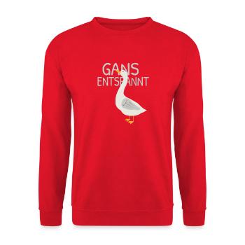 Goose Relaxed – Drôle de jeu de mots - Sweat-shirt Unisexe - rouge - Devant - Alina (178cm) & Michal (187cm)