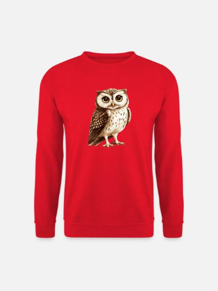 Waldkauz Illustration in warmen Brauntönen - Unisex Pullover - Rot