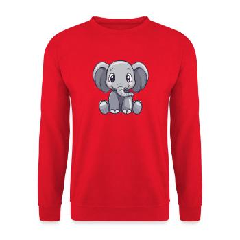 Zartes Elefantenbaby Motiv - Unisex Pullover - Rot - Vorne - Alina (178cm) & Michal (187cm)