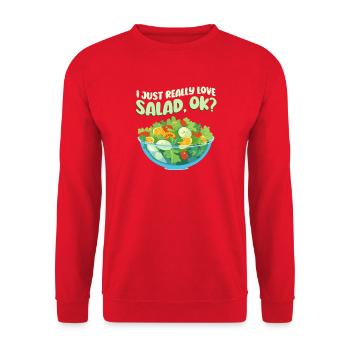 Ich Liebe Salat - Unisex Pullover - Rot - Vorne - Alina (178cm) & Michal (187cm)