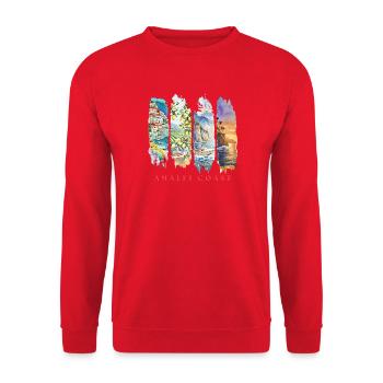 Amalfi Coast Design – Italien Urlaub Motiv - Unisex Pullover - Rot - Vorne - Alina (178cm) & Michal (187cm)