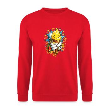 Fröhliche Schmelzende Eiscreme Illustration  - Unisex Sweatshirt - red - Front - Alina (178cm) & Michal (187cm)