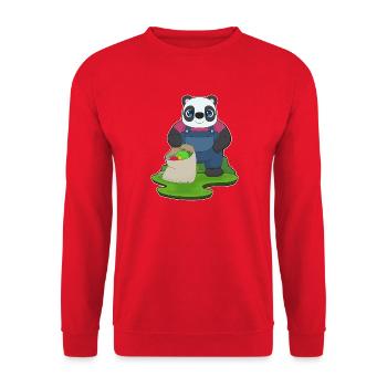 Panda Farmer Fruit Farm - Unisex Sweatshirt - red - Front - Alina (178cm) & Michal (187cm)
