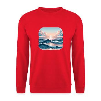 Sunset waves at the ocean - Unisex Sweatshirt - red - Front - Alina (178cm) & Michal (187cm)