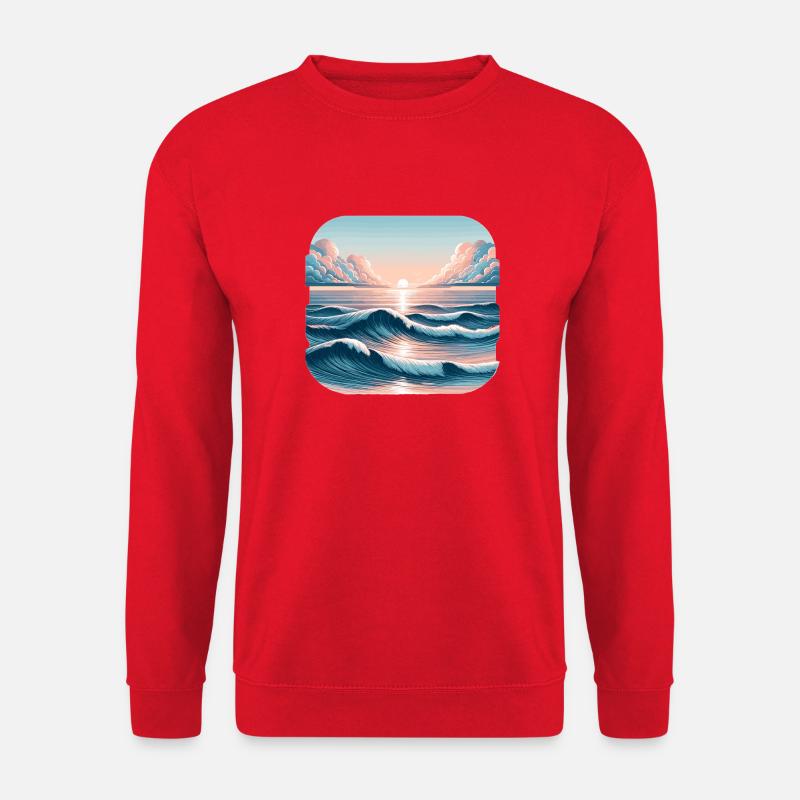 Sonnenuntergangswellen am Ozean - Unisex Pullover - Rot