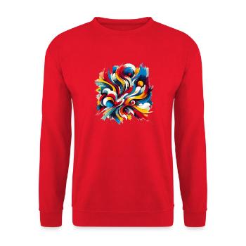 Farbenwirbel Abstrakter Farbstrudel - Unisex Pullover - Rot - Vorne - Alina (178cm) & Michal (187cm)
