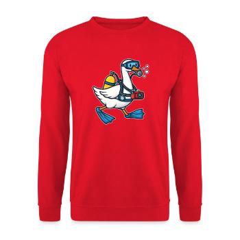 Diver Duck with Camera - Unisex Sweatshirt - red - Front - Alina (178cm) & Michal (187cm)