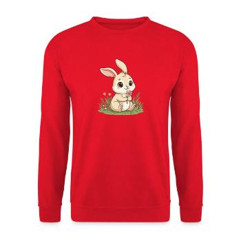 Lapin câlin avec une fleur - Sweat-shirt Unisexe - rouge - Devant - Alina (178cm) & Michal (187cm)