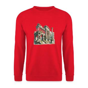 Ancient Ruins Architecture Illustration - Unisex Sweatshirt - red - Front - Alina (178cm) & Michal (187cm)