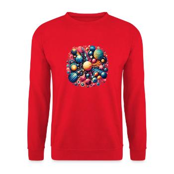 Buntes Planeten-Universum - Unisex Pullover - Rot - Vorne - Alina (178cm) & Michal (187cm)