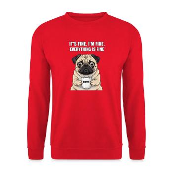 C’est bon, je vais bien café pug - Sweat-shirt Unisexe - rouge - Devant - Alina (178cm) & Michal (187cm)