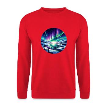 Nordlichtlandschaft am Eisfluss - Unisex Sweatshirt - red - Front - Alina (178cm) & Michal (187cm)