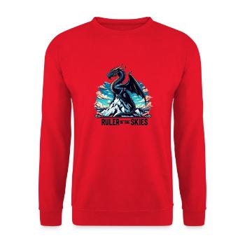 Drachenhimmel über Bergkette - Unisex Pullover - Rot - Vorne - Alina (178cm) & Michal (187cm)