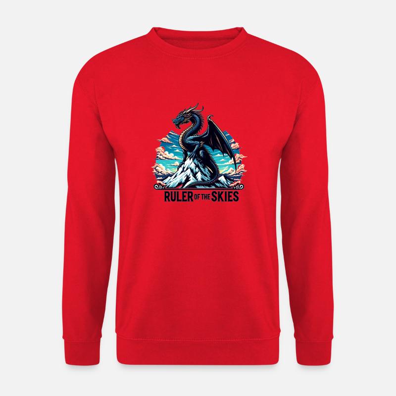 Dragon sky over mountain range - Unisex Sweatshirt - red