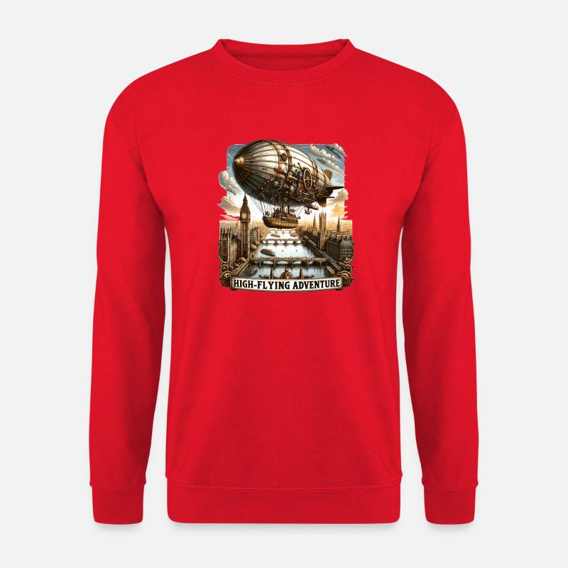Hochfliegendes Luftschiff über Londons Horizont - Unisex Pullover - Rot