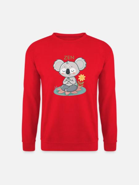 Zen Koala on Lotus - Unisex Sweatshirt - red