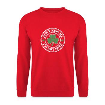 Küss mich nicht, ich bin nicht irisch. Kleeblatt. Lustig. - Unisex Pullover - Rot - Vorne - Alina (178cm) & Michal (187cm)