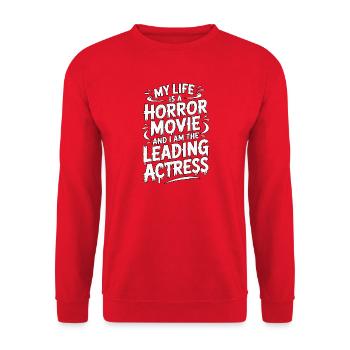 Ma vie est un film d’horreur - Halloween - Sweat-shirt Unisexe - rouge - Devant - Alina (178cm) & Michal (187cm)