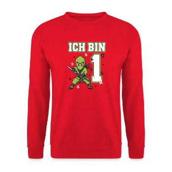 I'm 1 Ninja 1st Birthday Green Karate - Unisex Sweatshirt - red - Front - Alina (178cm) & Michal (187cm)