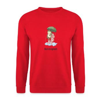 Born to splash – Cool frog in the rain - Unisex Sweatshirt - red - Front - Alina (178cm) & Michal (187cm)