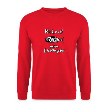 Kiek mol Rerik Lieblingsort - Unisex Pullover - Rot - Vorne - Alina (178cm) & Michal (187cm)