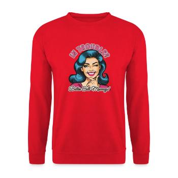 Better Call Mommy Cartoon - Unisex Pullover - Rot - Vorne - Alina (178cm) & Michal (187cm)