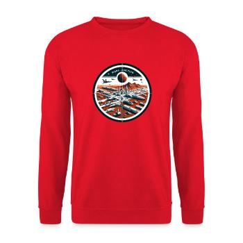 Mars Junction Spaceport Patch - Unisex Sweatshirt - red - Front - Alina (178cm) & Michal (187cm)