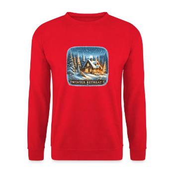 Winterretreat in der Holzhütte - Unisex Pullover - Rot - Vorne - Alina (178cm) & Michal (187cm)