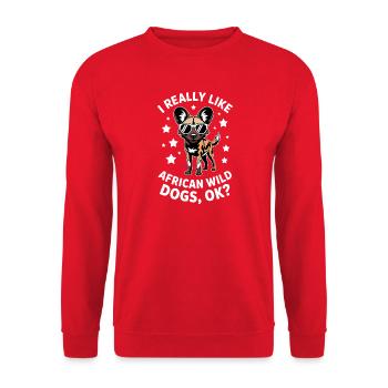African Wild Dog Sayings Funny Gift - Unisex Sweatshirt - red - Front - Alina (178cm) & Michal (187cm)