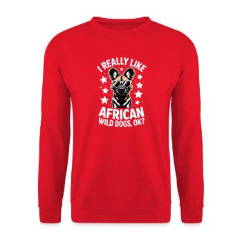 African Wild Dog Sayings Funny Gift - Unisex Sweatshirt - red - Front - Alina (178cm) & Michal (187cm)