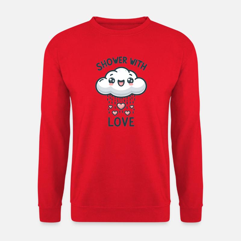Regenwolke der Liebe mit Herzen - Unisex Pullover - Rot