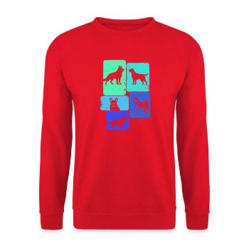 Dog Panels Paw Variety - Unisex Sweatshirt - red - Front - Alina (178cm) & Michal (187cm)