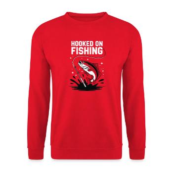 Accroché à la pêche - Pêcheur Spruch - Sweat-shirt Unisexe - rouge - Devant - Alina (178cm) & Michal (187cm)