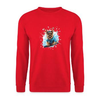 Yorkshire Terrier Hund Snowboard - Unisex Pullover - Rot - Vorne - Alina (178cm) & Michal (187cm)