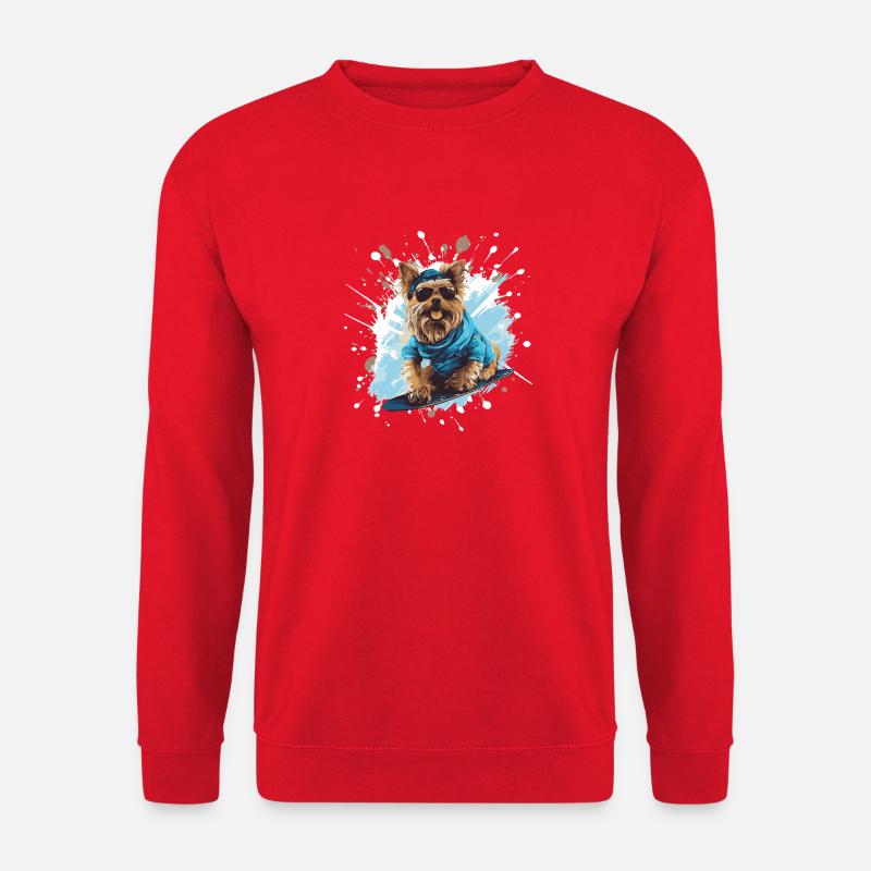 Yorkshire Terrier Hund Snowboard - Unisex Pullover - Rot