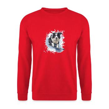Border Collie Hund Snowboard - Unisex Pullover - Rot - Vorne - Alina (178cm) & Michal (187cm)